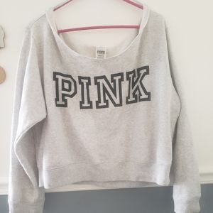 PINK VS crop off shoulder sweatshirt